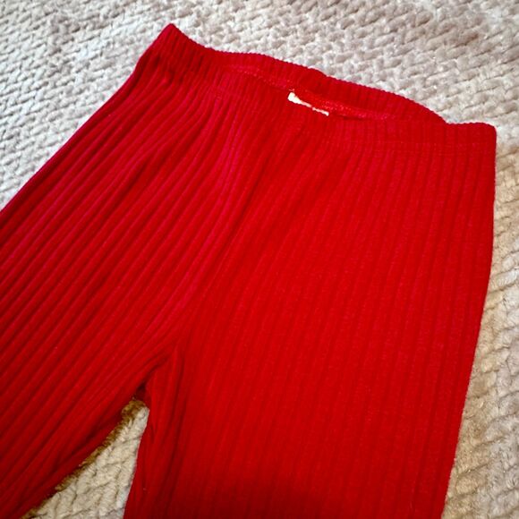 Girl’s Red Ribbed Leggings Size 7 - Picture 3 of 7